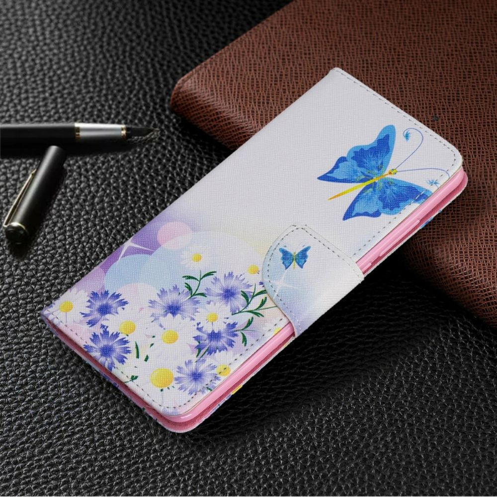 Lederhüllen Für Xiaomi Mi 9T / Mi 9T Pro Gemalte Schmetterlinge Und Blumen