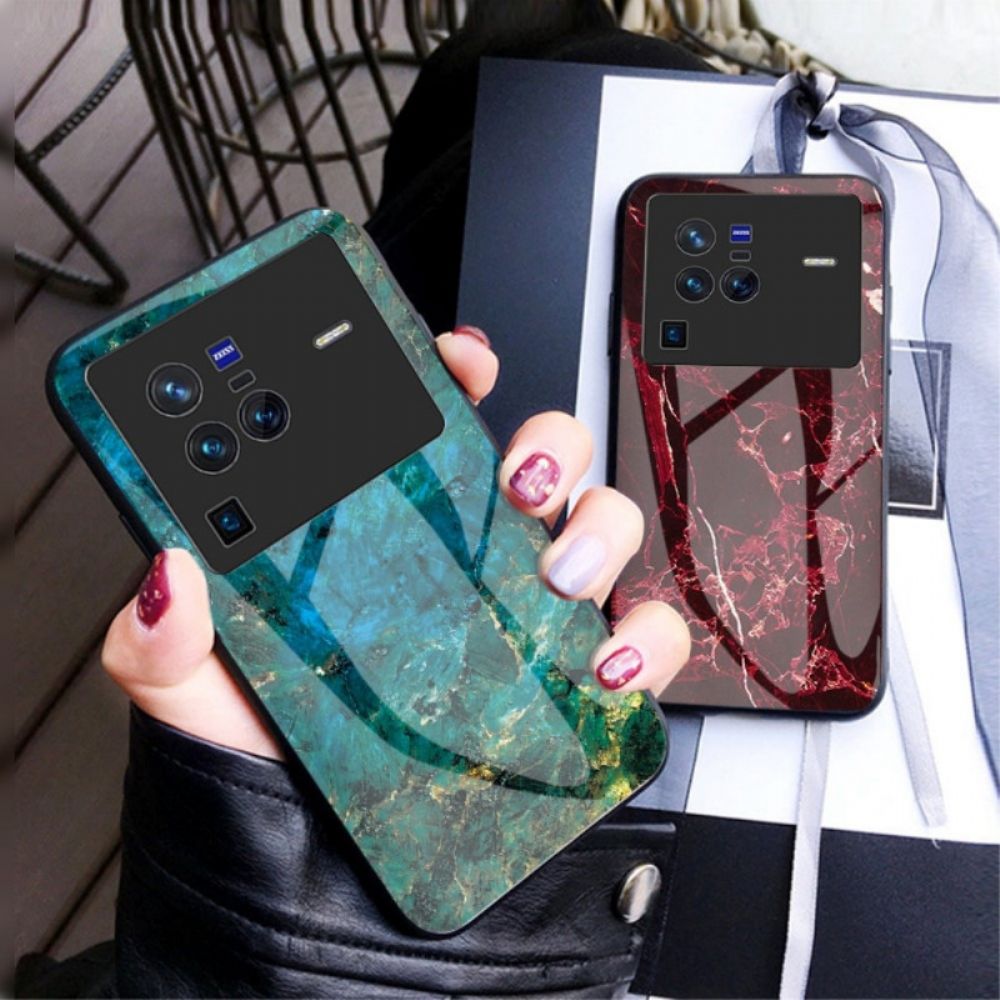 Handyhülle Für Vivo X80 Pro Hartglas Aus Marmor