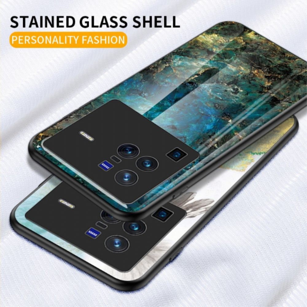 Handyhülle Für Vivo X80 Pro Hartglas Aus Marmor