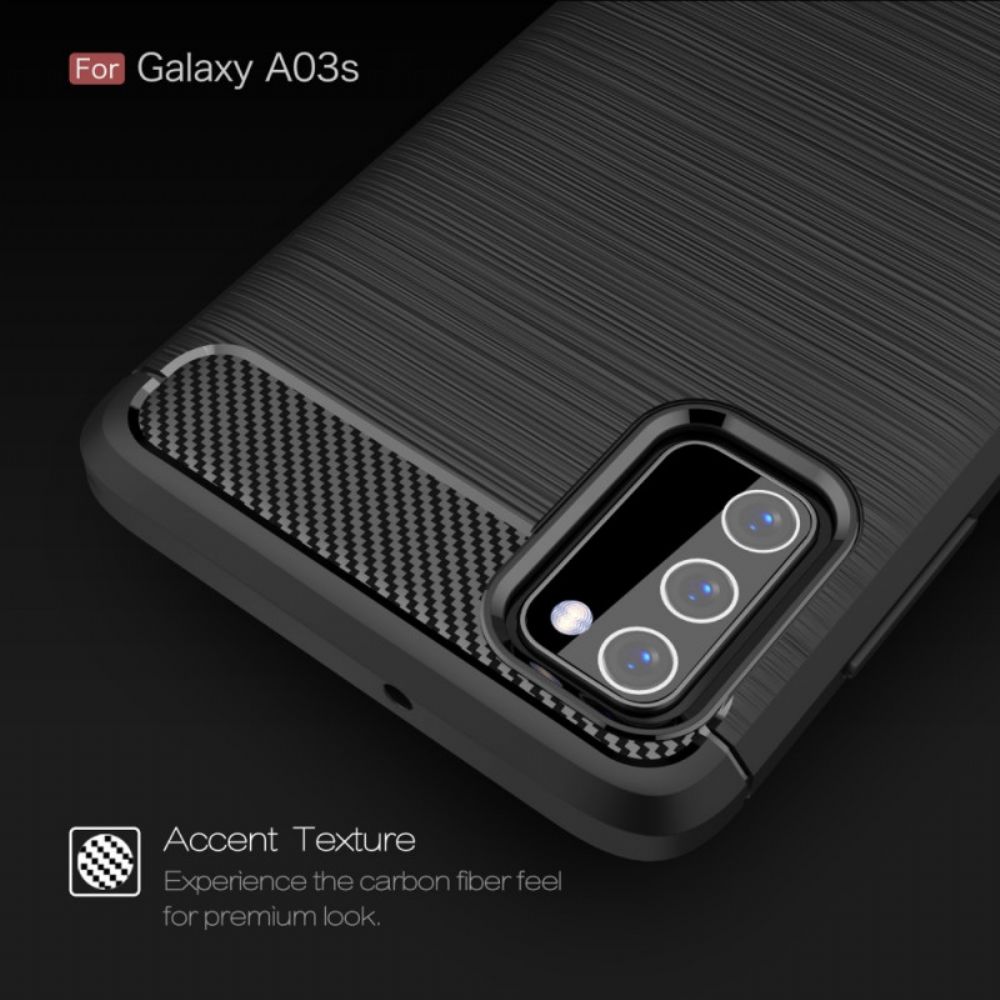 Handyhülle Für Samsung Galaxy A03s Gebürstete Kohlefaser