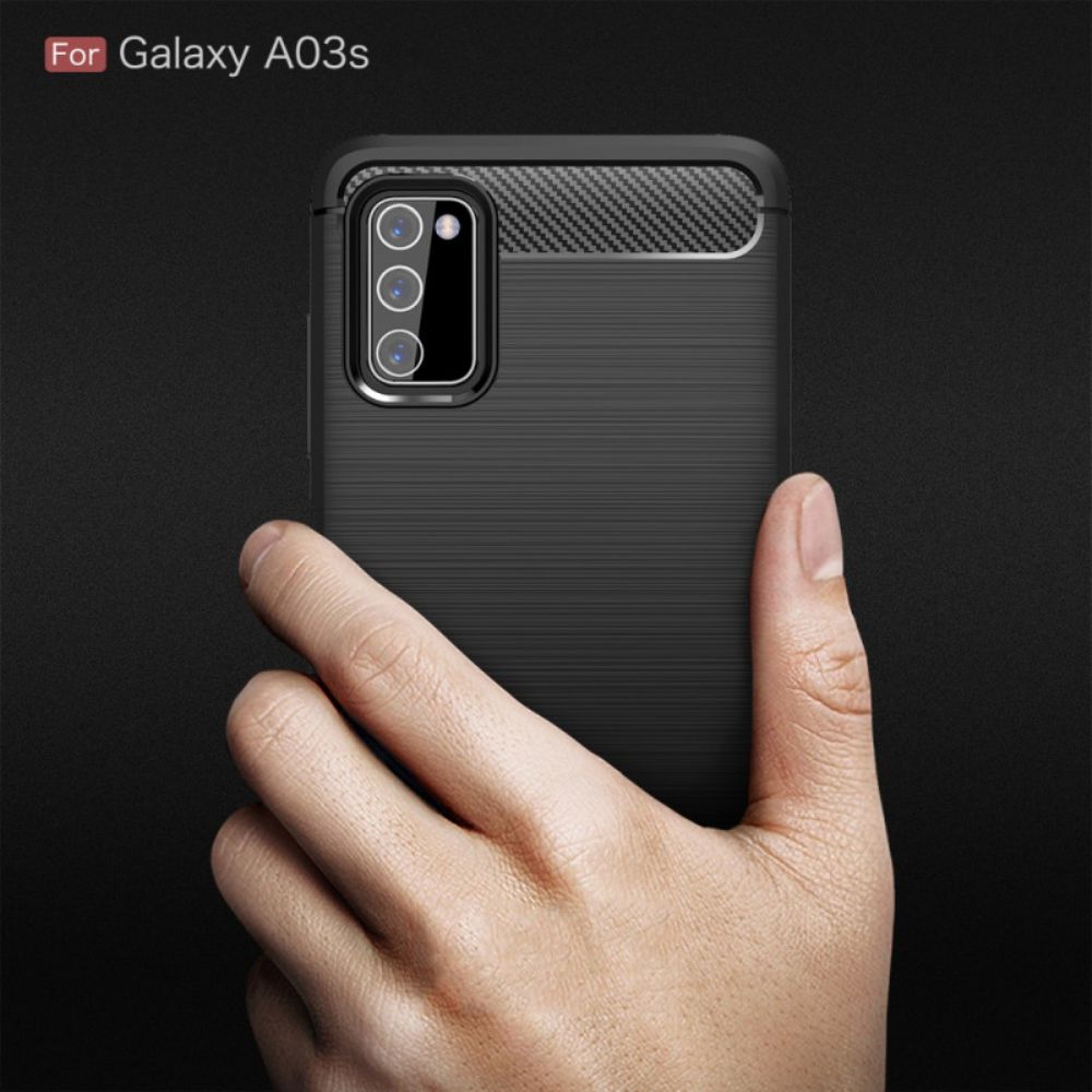 Handyhülle Für Samsung Galaxy A03s Gebürstete Kohlefaser