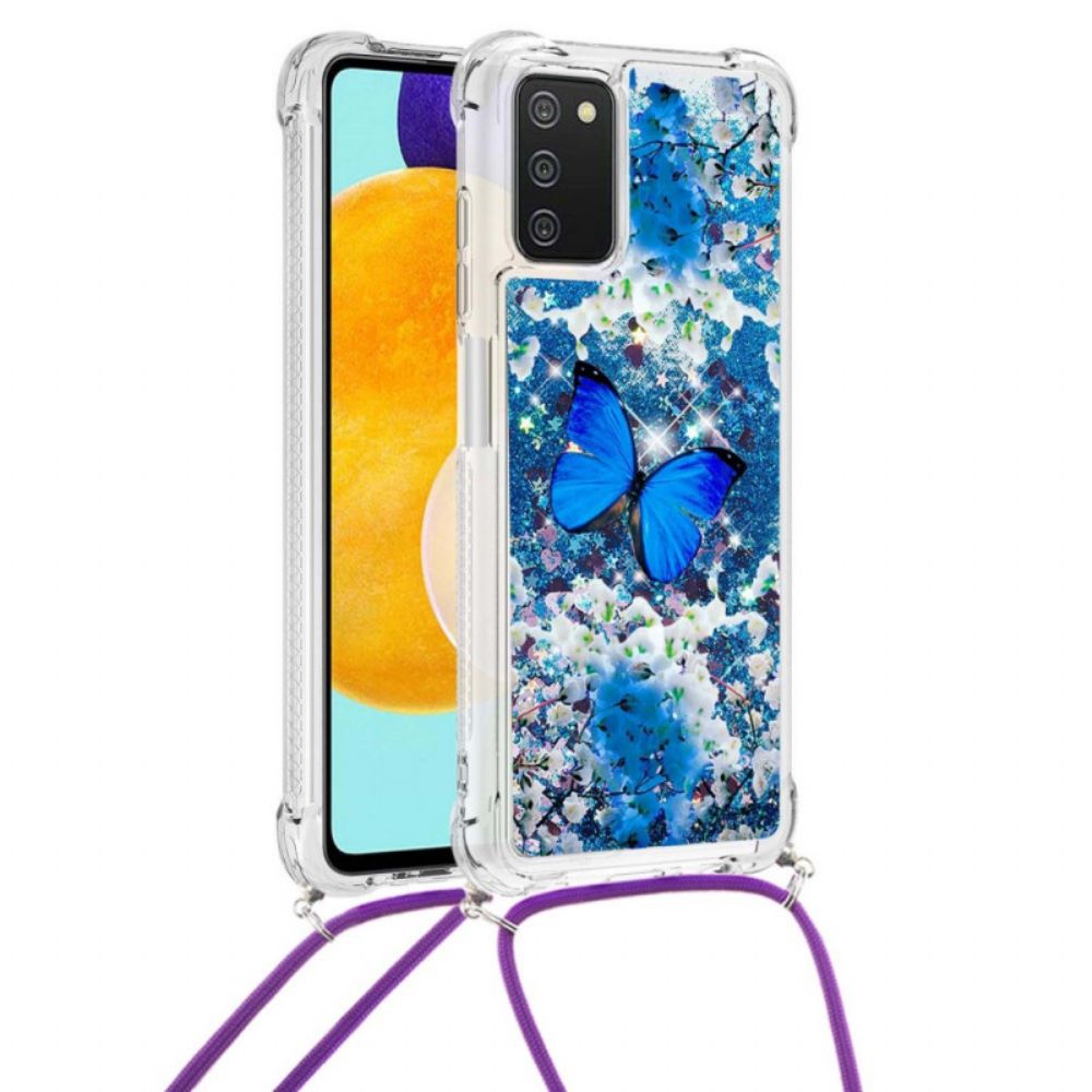 Handyhülle Für Samsung Galaxy A03s Mit Kordel Schmetterlings-pailletten-zugband