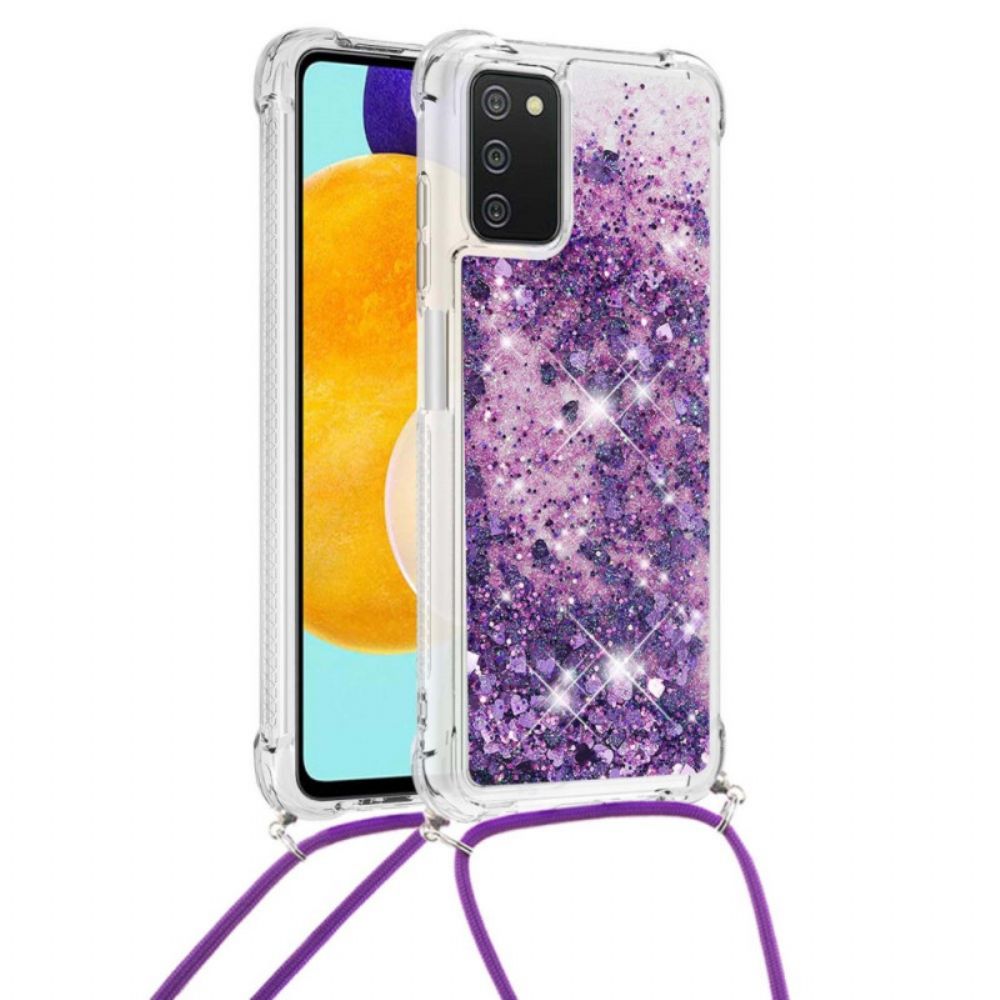 Hülle Für Samsung Galaxy A03s Pailletten Mit Kordel