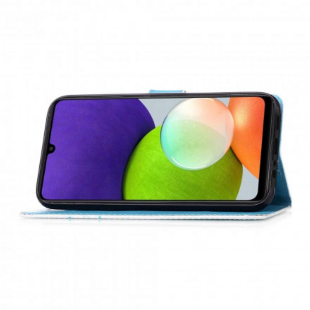 Flip Case Für Samsung Galaxy A22 4G Goldene Schmetterlinge