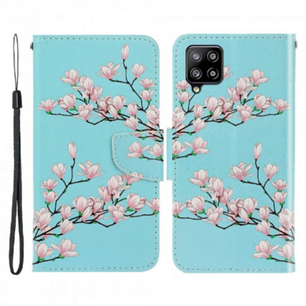 Flip Case Für Samsung Galaxy A22 4G Mit Kordel Riemenbaum