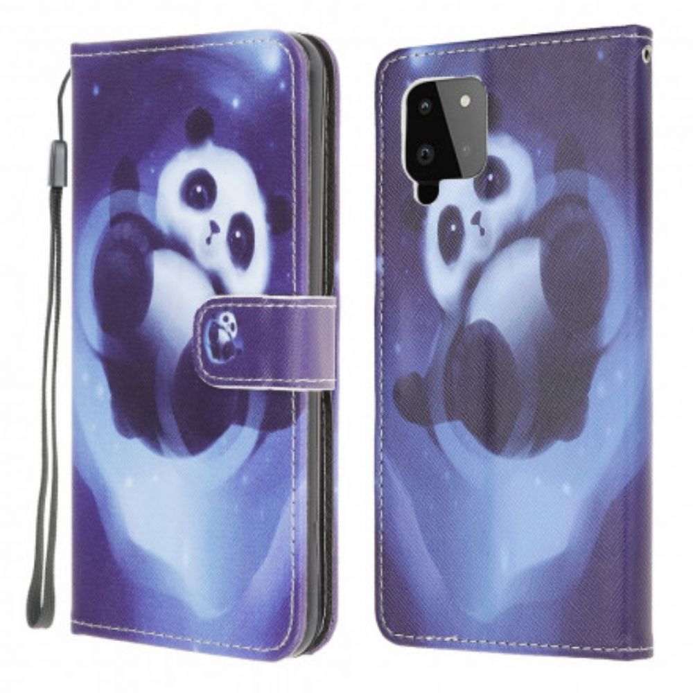 Flip Case Für Samsung Galaxy A22 4G Mit Kordel Tanga Space Panda