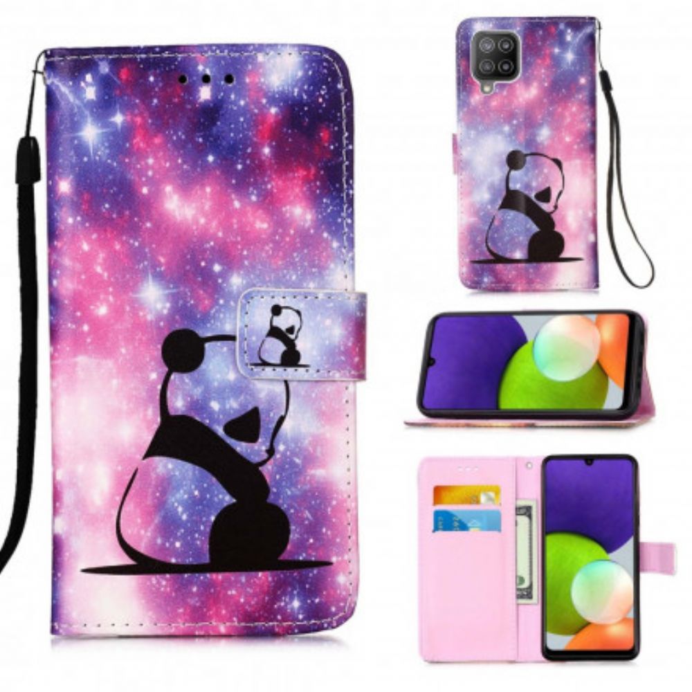 Flip Case Für Samsung Galaxy A22 4G Panda-galaxie