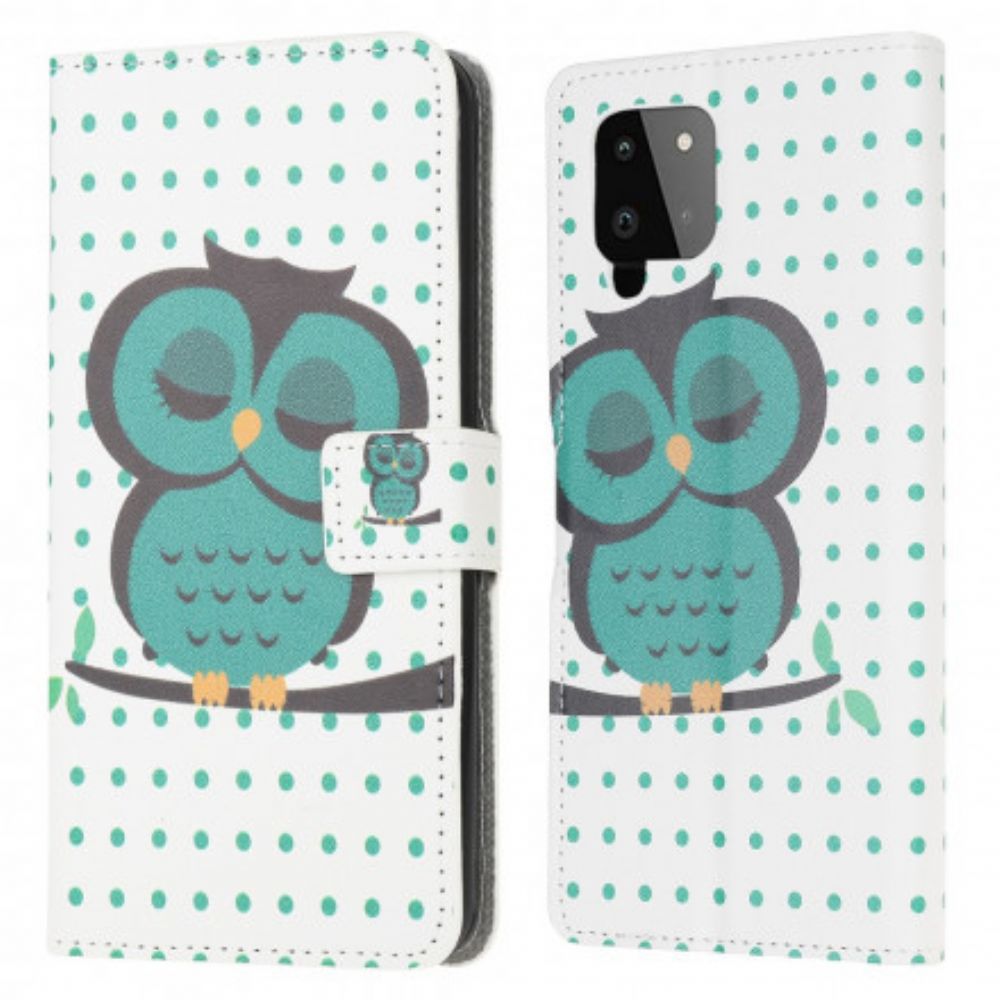 Flip Case Für Samsung Galaxy A22 4G Schlafende Eule