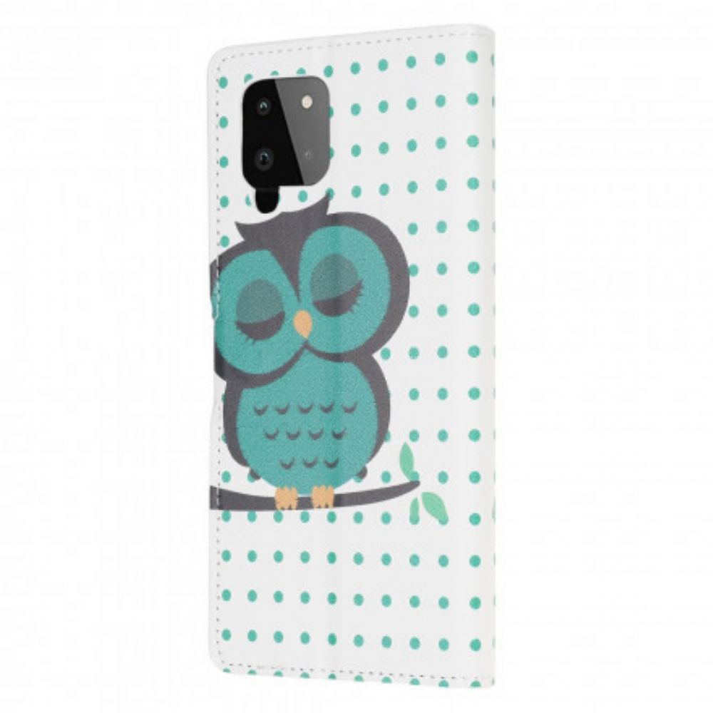 Flip Case Für Samsung Galaxy A22 4G Schlafende Eule