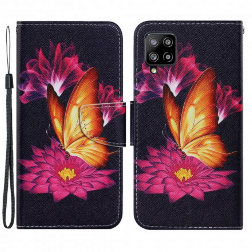 Flip Case Für Samsung Galaxy A22 4G Schmetterling Und Lotus
