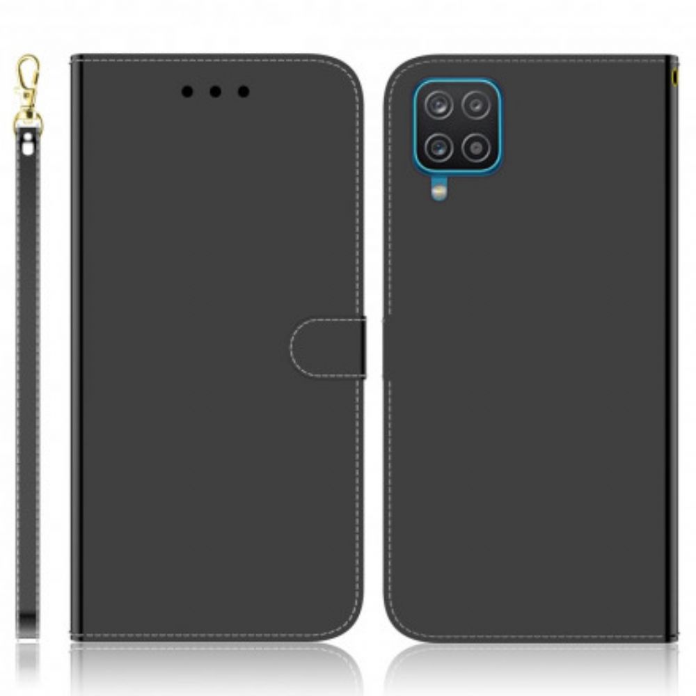 Flip Case Für Samsung Galaxy A22 4G Spiegelabdeckung Aus Kunstleder