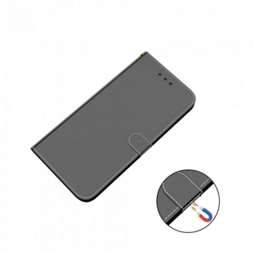 Flip Case Für Samsung Galaxy A22 4G Spiegelabdeckung Aus Kunstleder