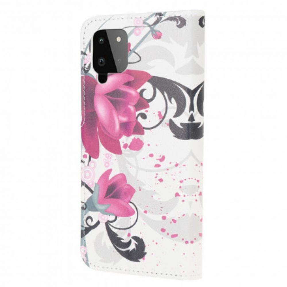 Flip Case Für Samsung Galaxy A22 4G Tropische Blumen