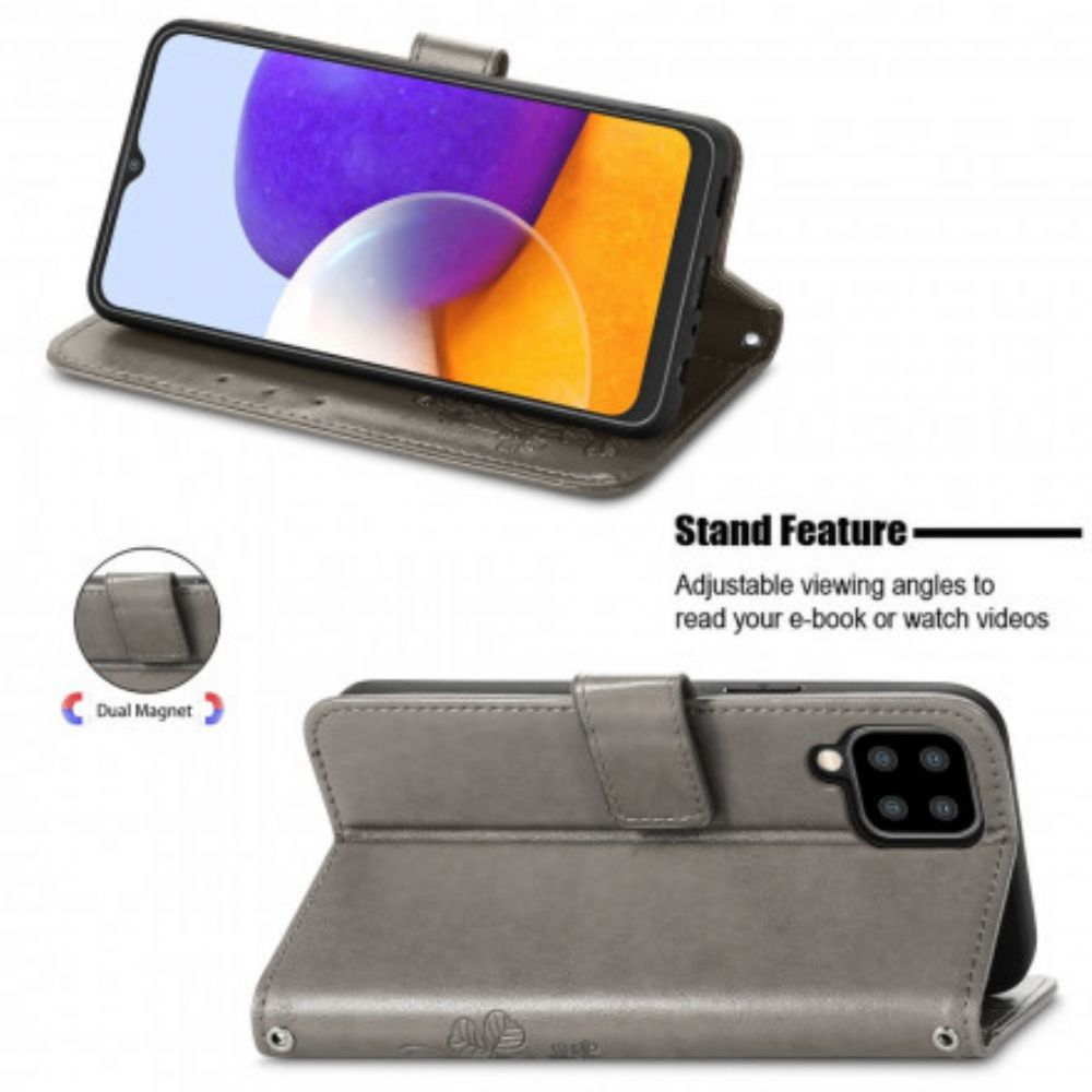 Flip Case Für Samsung Galaxy A22 4G Vierblättriges Kleeblatt
