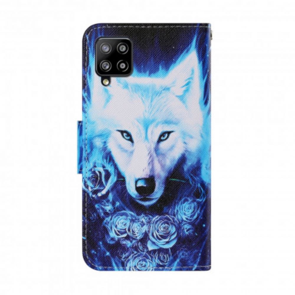 Lederhüllen Für Samsung Galaxy A22 4G Weißer Wolf