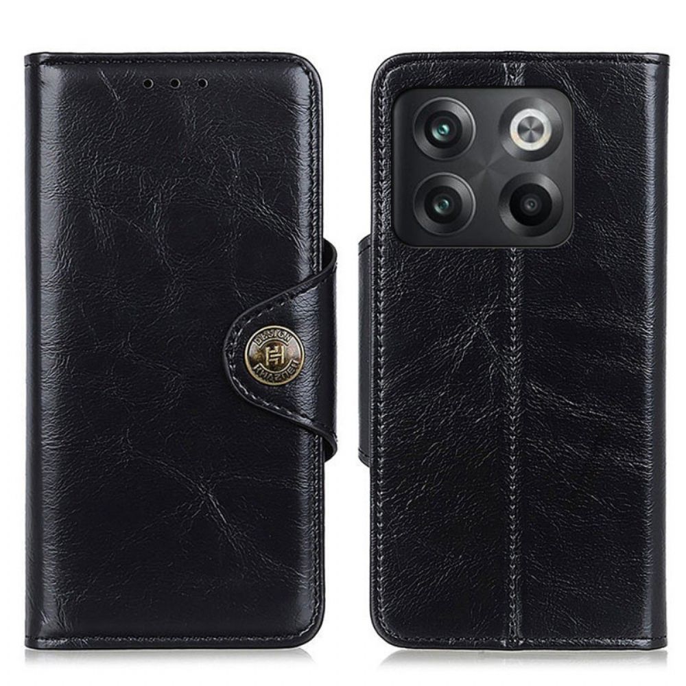 Flip Case Für OnePlus 10T 5G Khazneh-knopf Aus Lacklederimitat