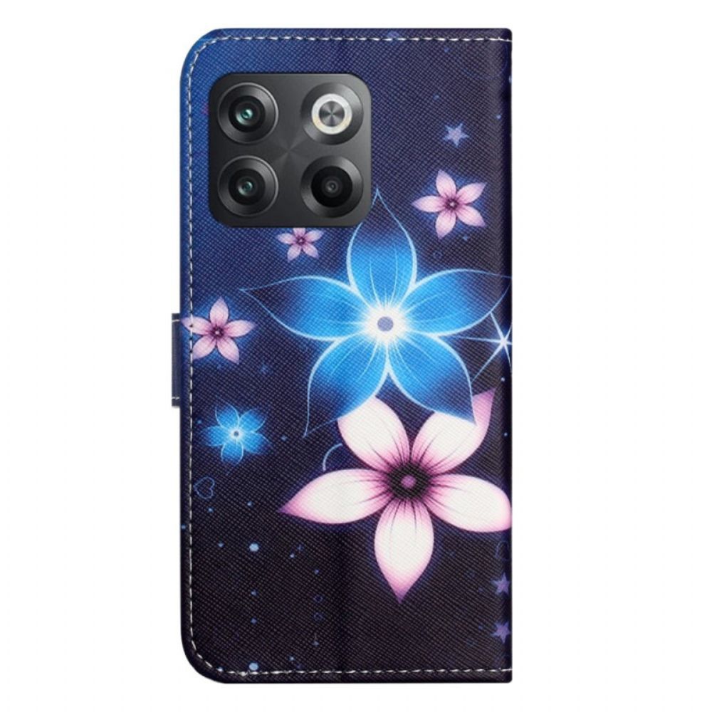Flip Case Für OnePlus 10T 5G Mit Kordel Mondriemen Blumen