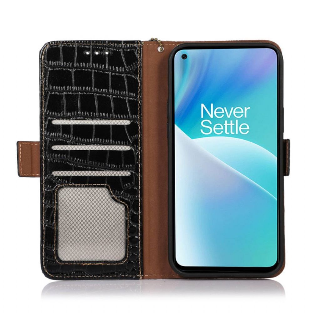 Flip Case Für OnePlus 10T 5G Rfid-krokodilstil