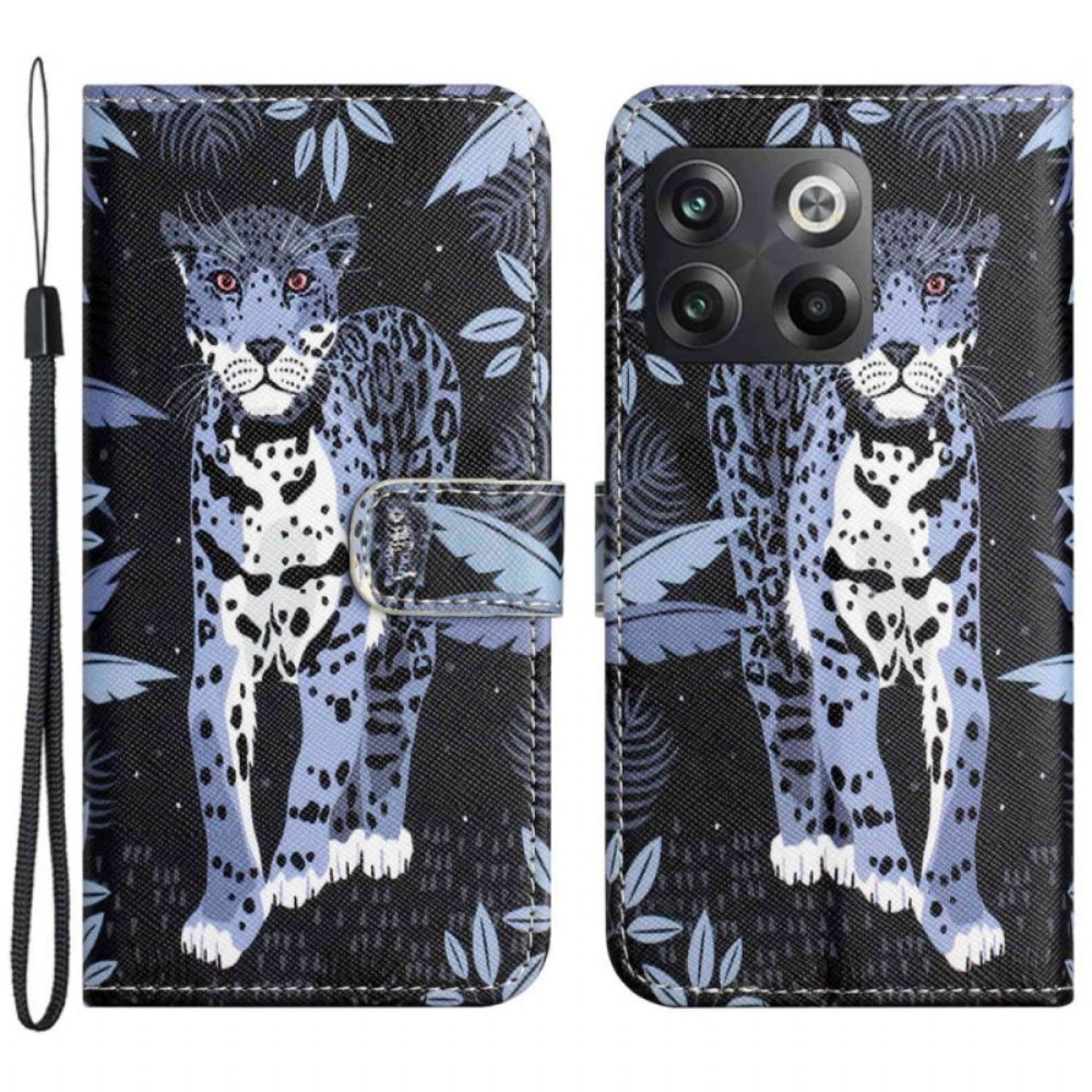 Lederhüllen Für OnePlus 10T 5G Mit Kordel Tanga Leopard