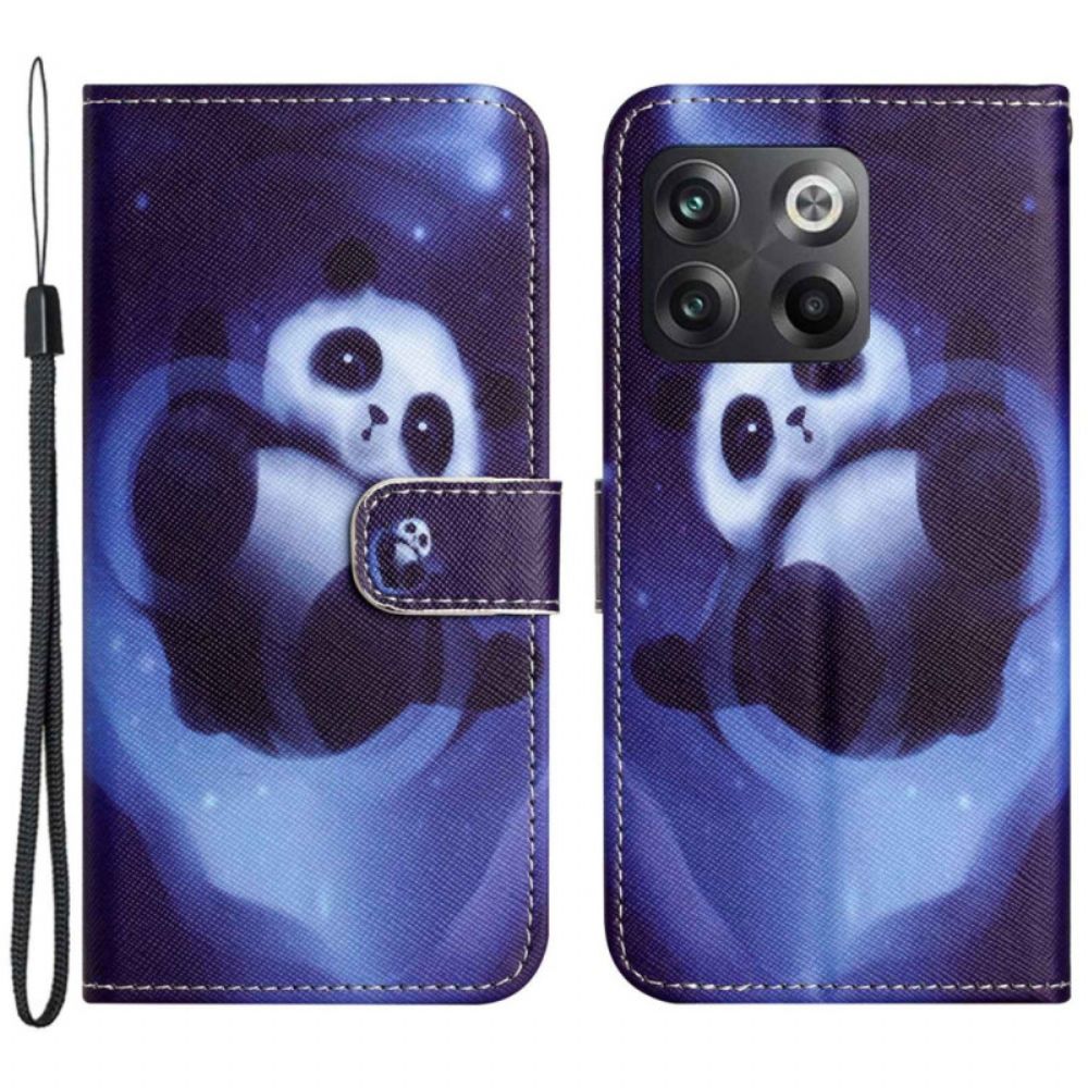 Lederhüllen Für OnePlus 10T 5G Mit Kordel Tanga Space Panda