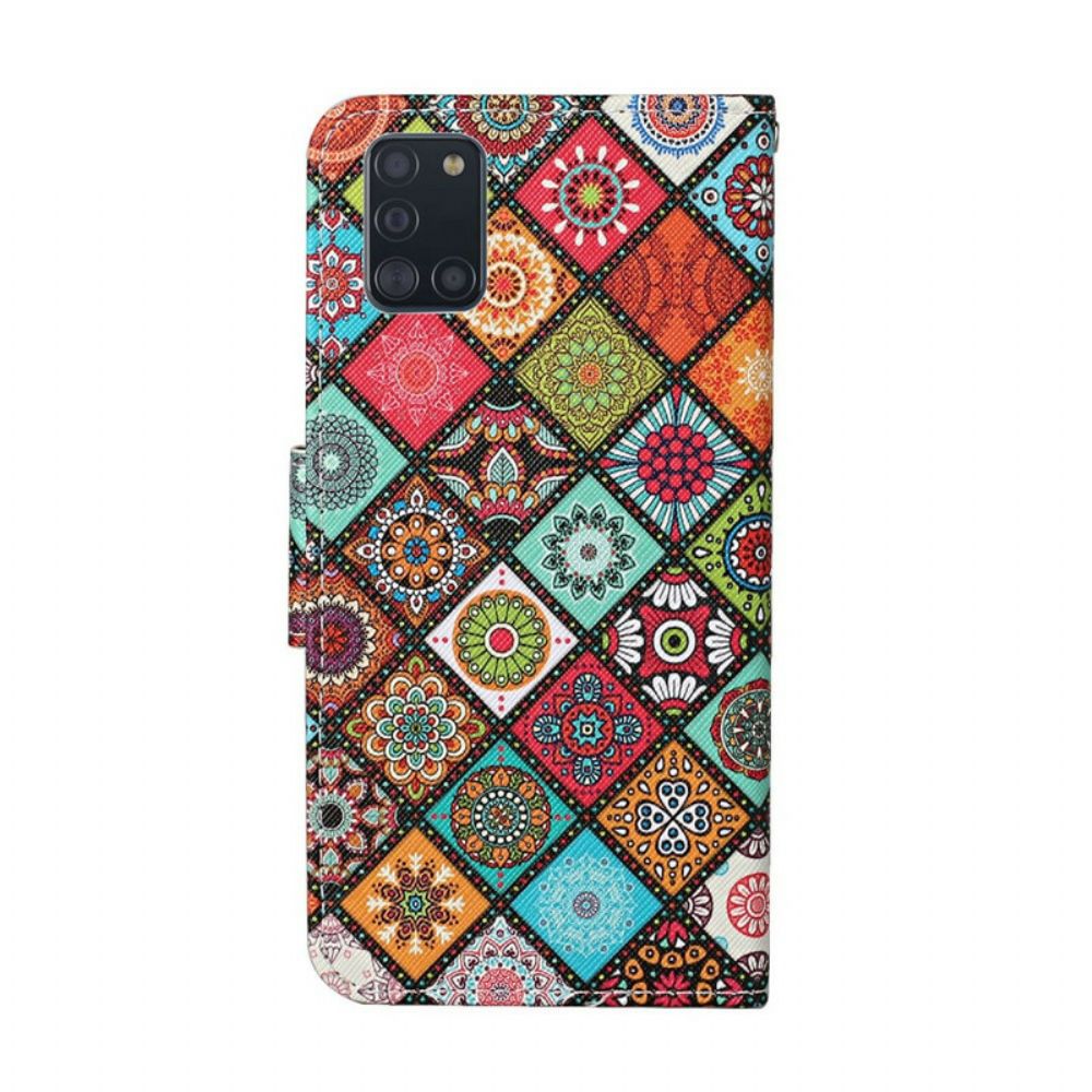 Flip Case Für Samsung Galaxy A31 Patchwork-mandalas Mit Lanyard
