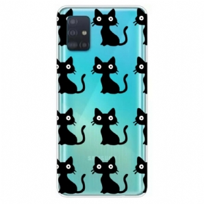 Hülle Für Samsung Galaxy A31 Mehrere Schwarze Katzen