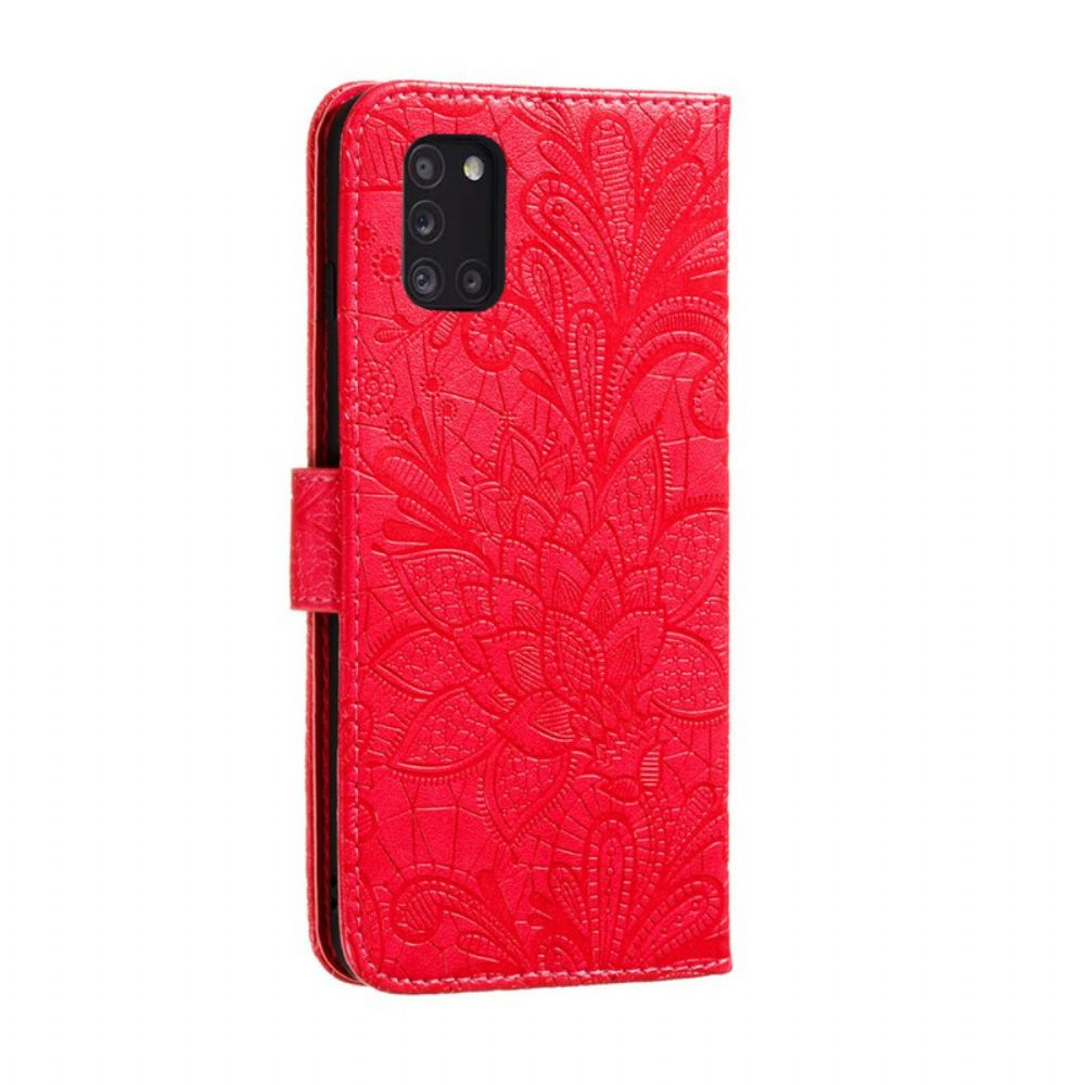 Lederhüllen Für Samsung Galaxy A31 Mit Kordel Stammes-riemenblumen