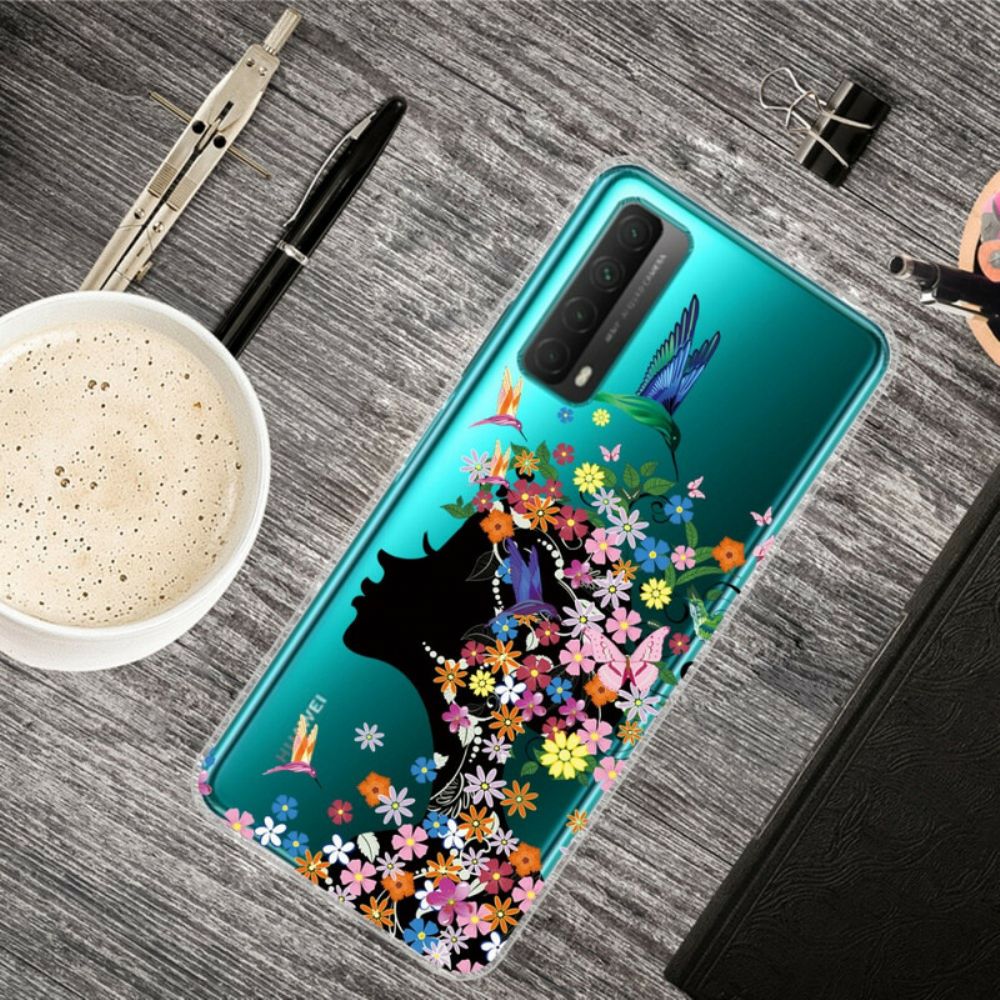 Hülle Für Huawei P Smart 2024 Transparentes Blumenmädchen