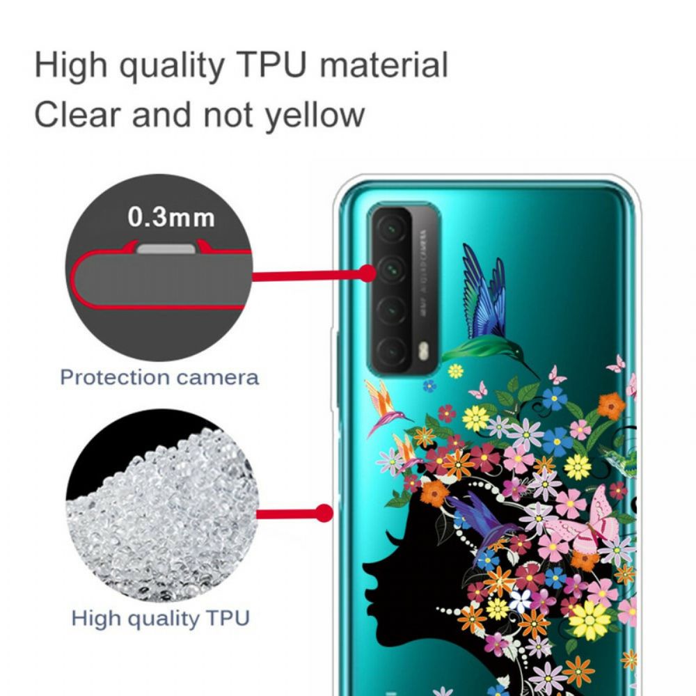 Hülle Für Huawei P Smart 2024 Transparentes Blumenmädchen