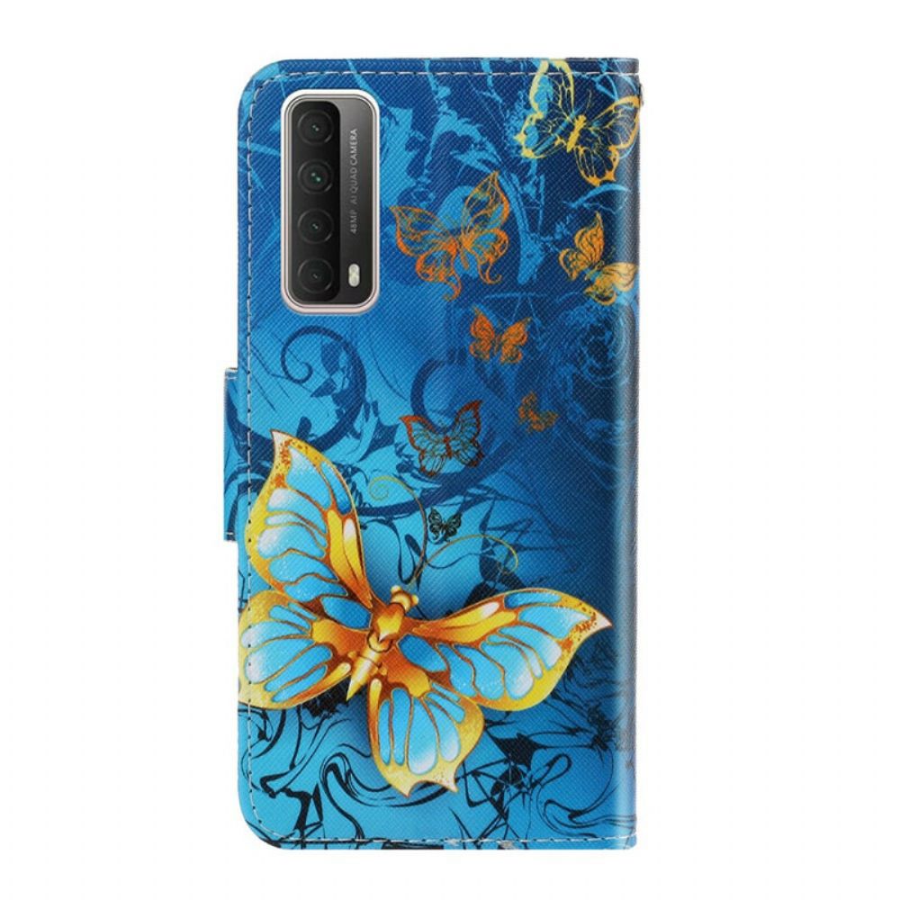 Lederhüllen Für Huawei P Smart 2024 Mit Kordel Schmetterlingsbandvariationen