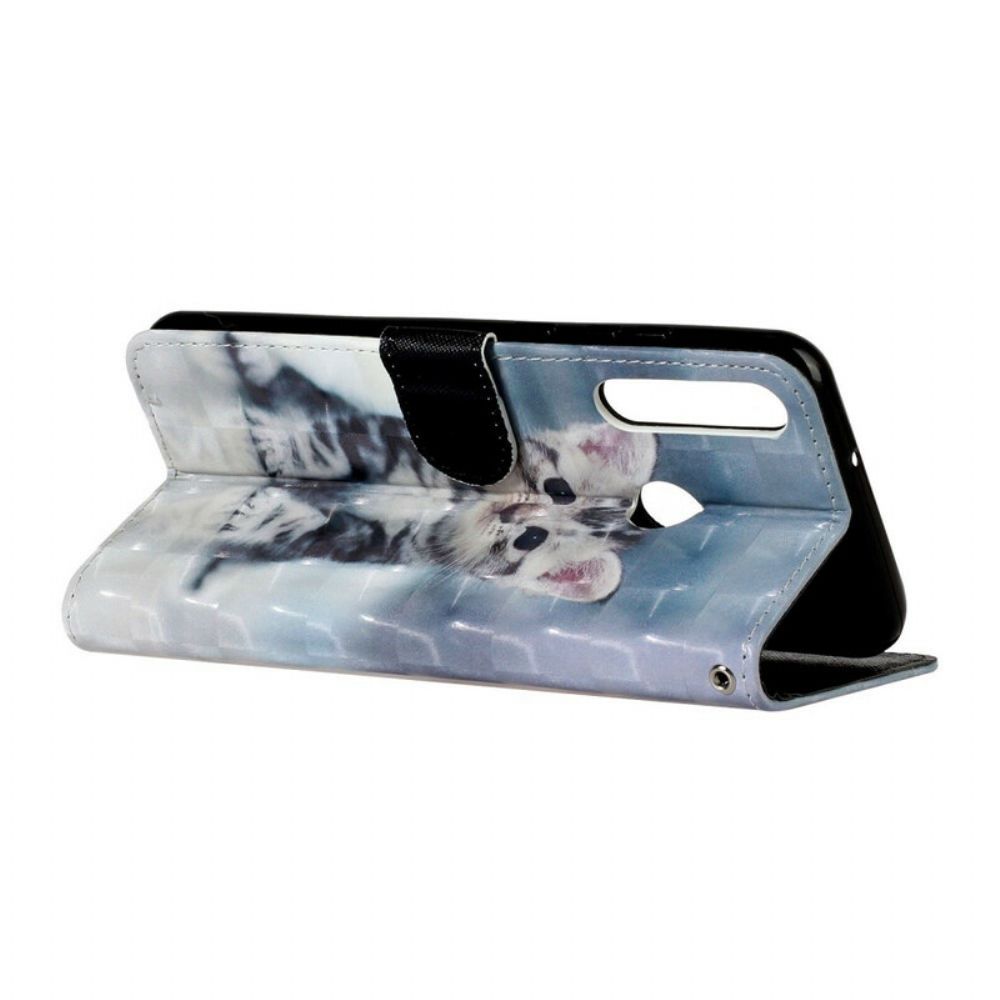 Flip Case Für Huawei Y6p Mit Kordel Kitten Light Spots Mit Riemen