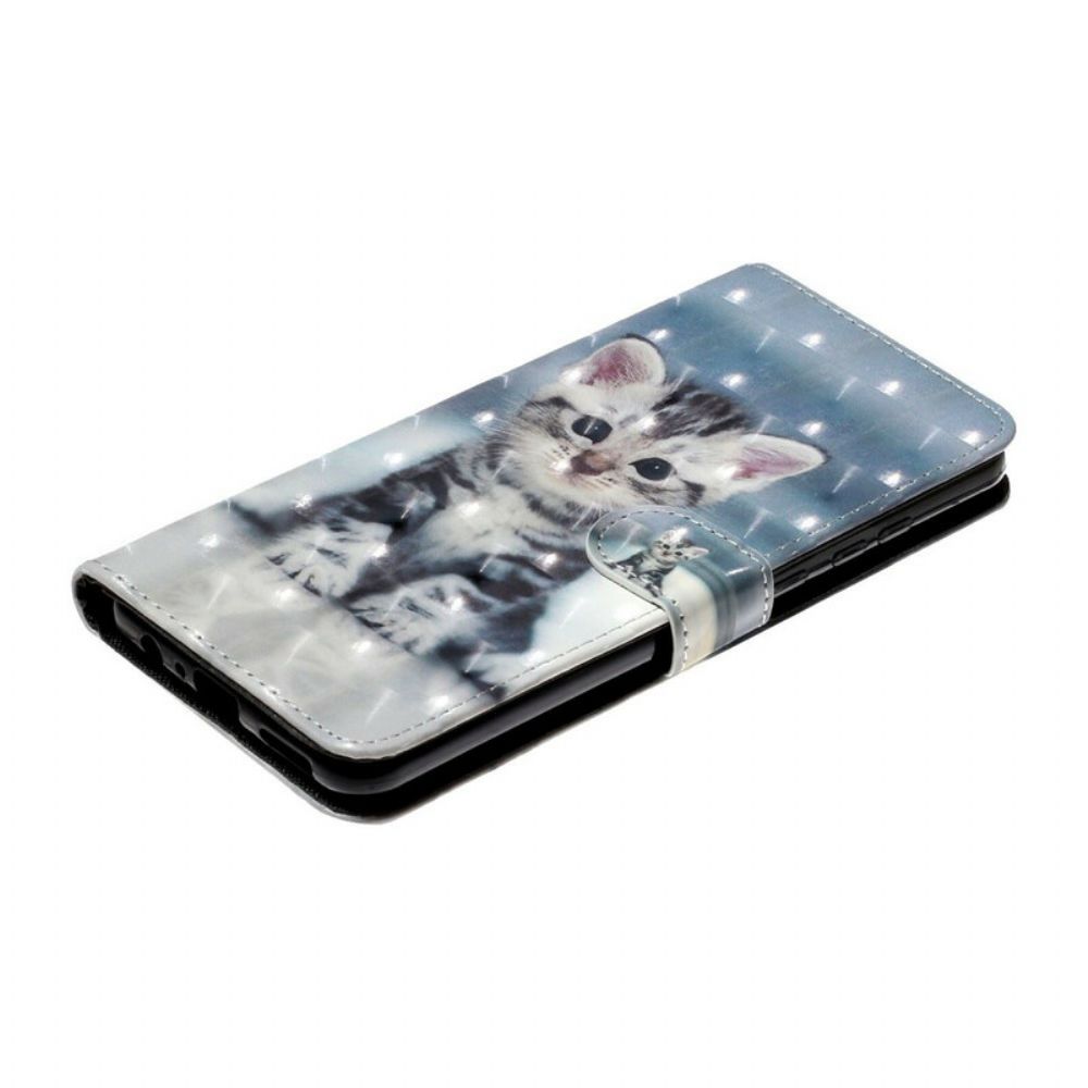 Flip Case Für Huawei Y6p Mit Kordel Kitten Light Spots Mit Riemen