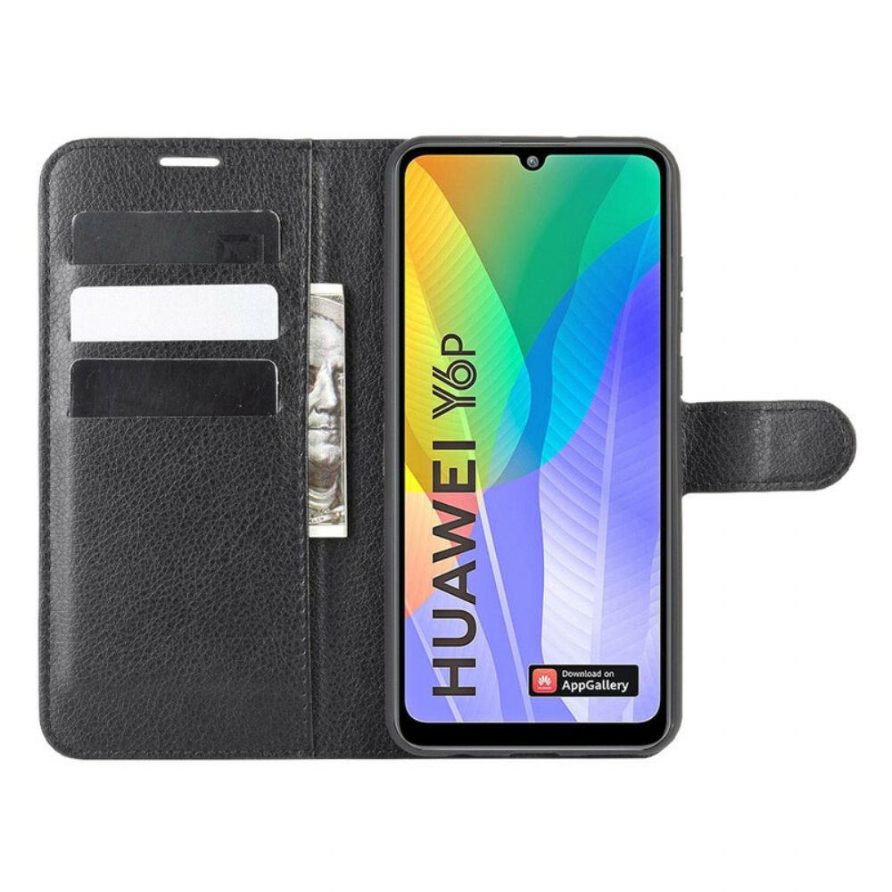 Lederhüllen Für Huawei Y6p Klassisches Litschi-kunstleder