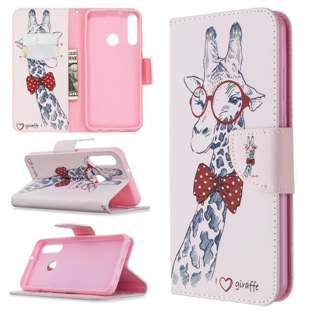 Lederhüllen Für Huawei Y6p Nerdige Giraffe