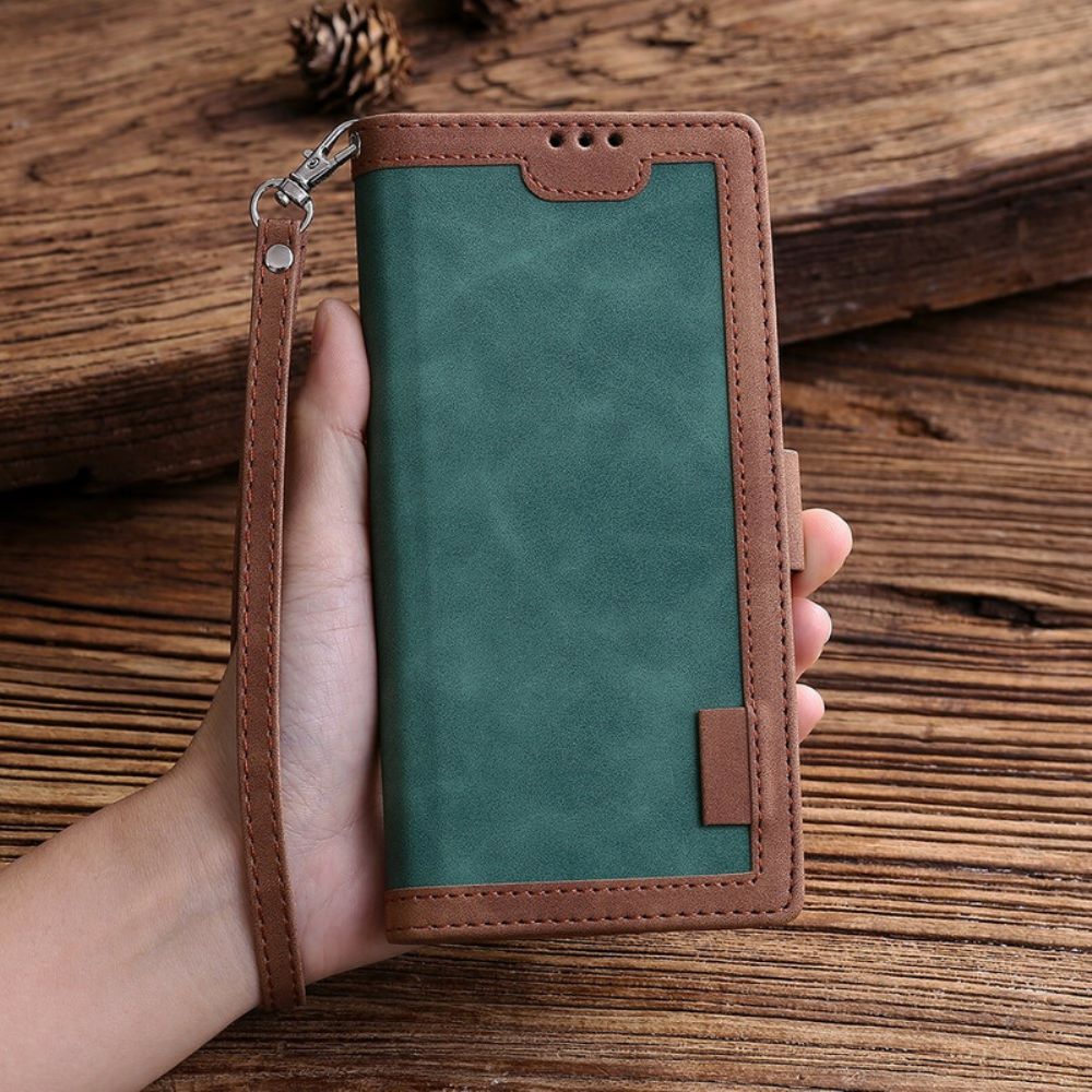 Flip Case Für Samsung Galaxy Note 20 Retro Kunstleder Mit Riemen