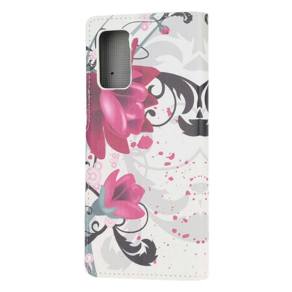 Flip Case Für Samsung Galaxy Note 20 Tropische Blumen