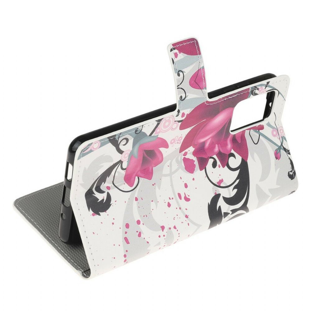Flip Case Für Samsung Galaxy Note 20 Tropische Blumen