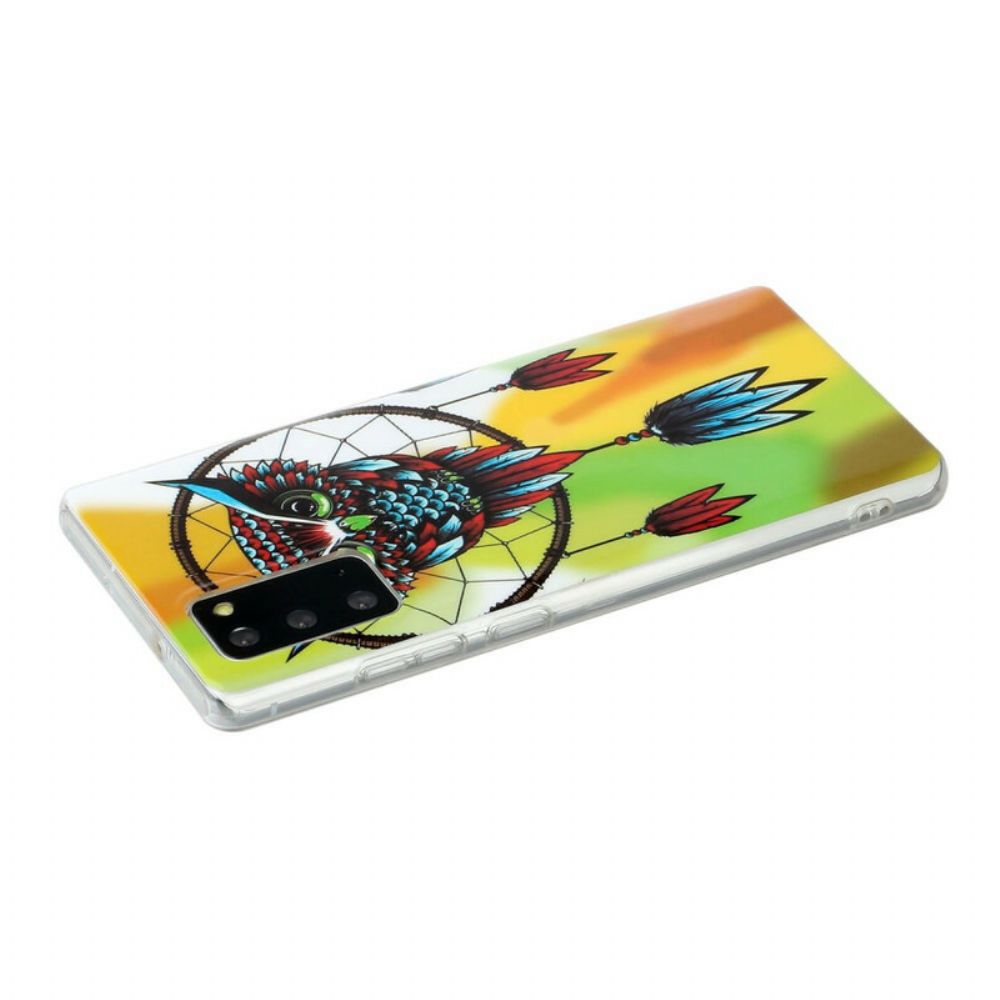 Hülle Für Samsung Galaxy Note 20 Fluoreszierender Traumfänger Eule