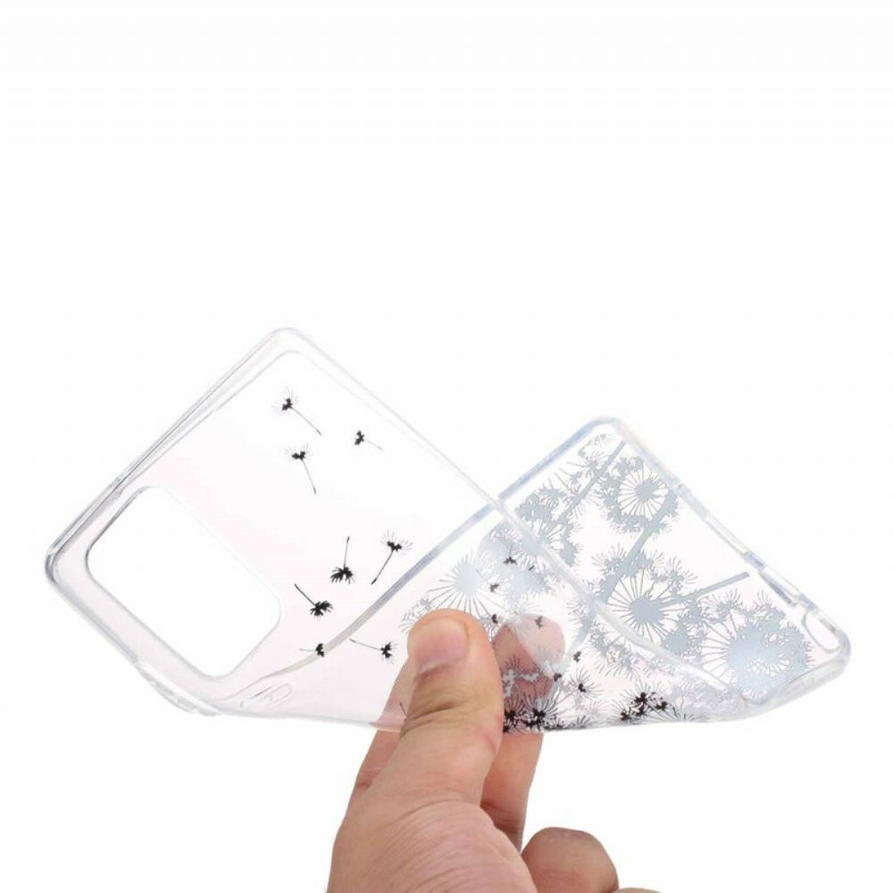 Hülle Für Samsung Galaxy Note 20 Transparenter Schwarzer Löwenzahn
