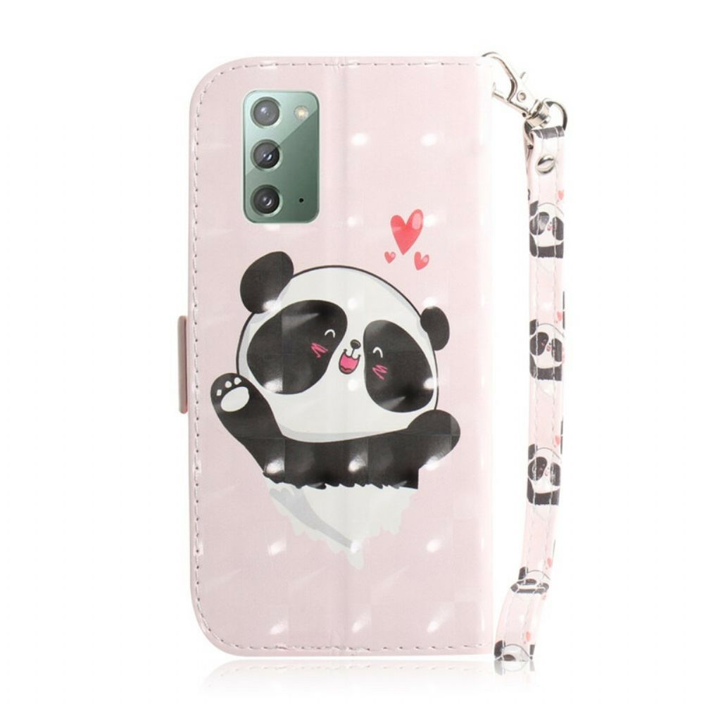 Lederhüllen Für Samsung Galaxy Note 20 Mit Kordel Panda Love Mit Riemen
