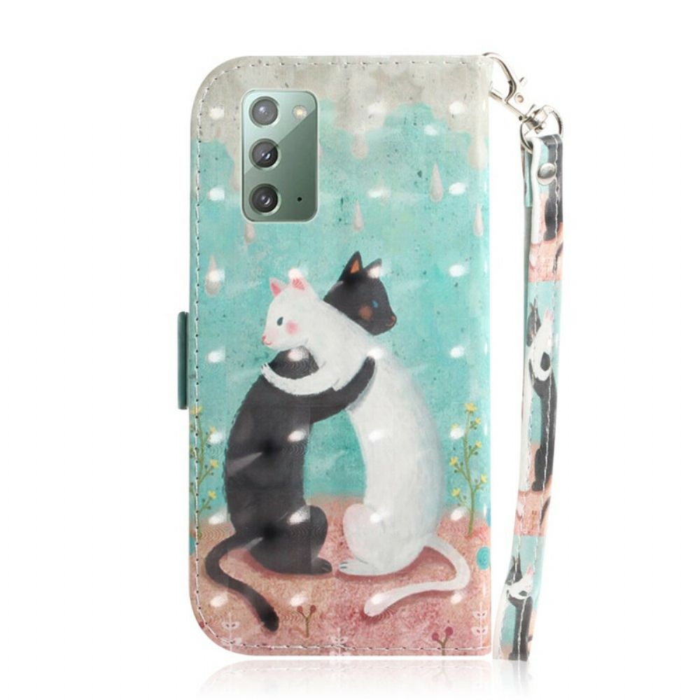 Lederhüllen Für Samsung Galaxy Note 20 Mit Kordel Tanga-katzenfreunde
