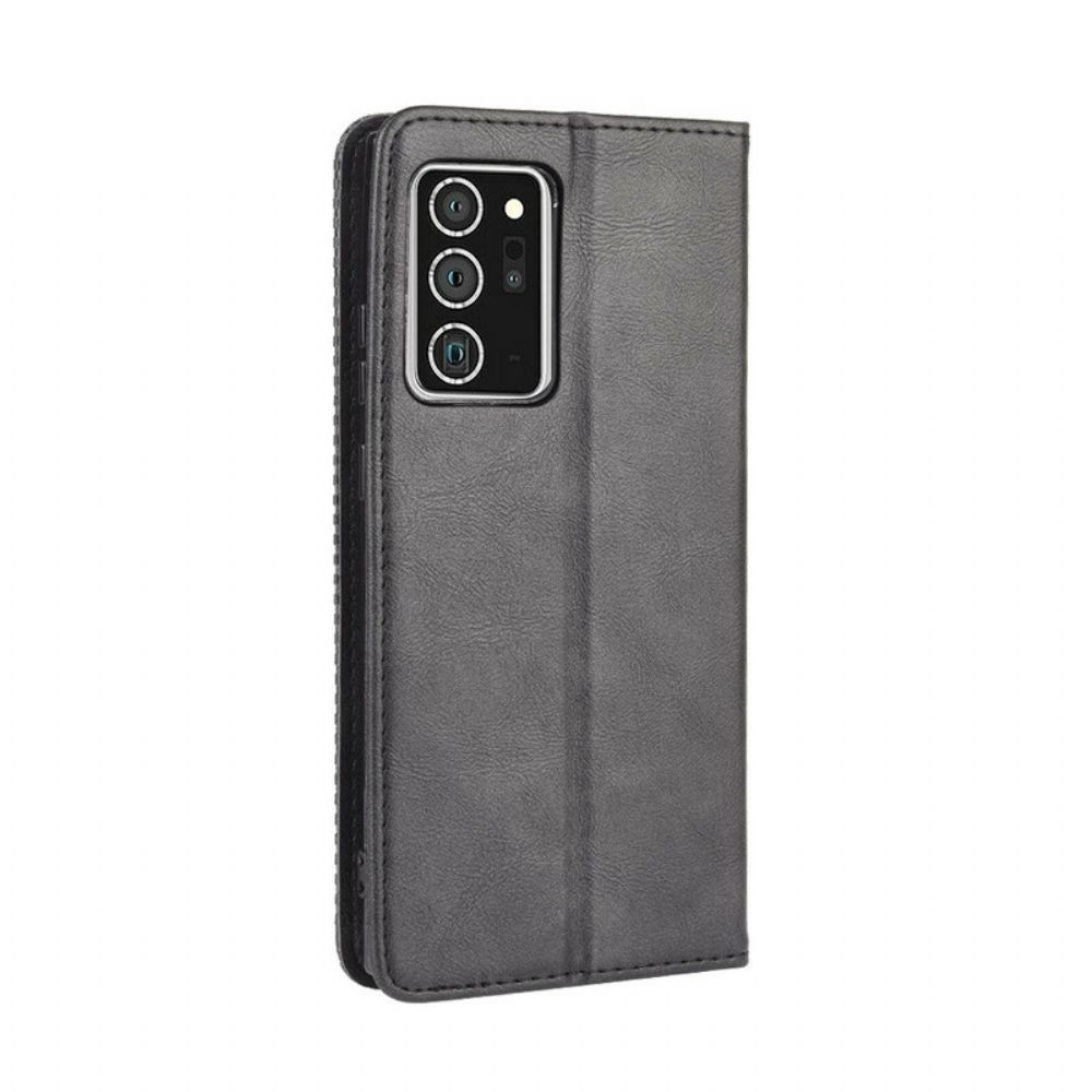 Schutzhülle Für Samsung Galaxy Note 20 Flip Case Stilisierter Vintage-ledereffekt