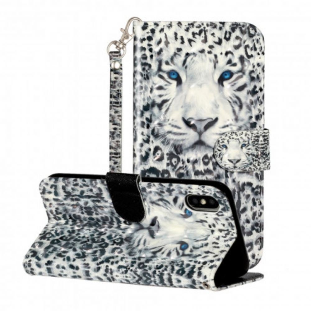 Flip Case Für iPhone X / XS Mit Kordel Tiger Light Strap Strahler