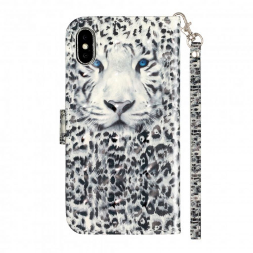 Flip Case Für iPhone X / XS Mit Kordel Tiger Light Strap Strahler