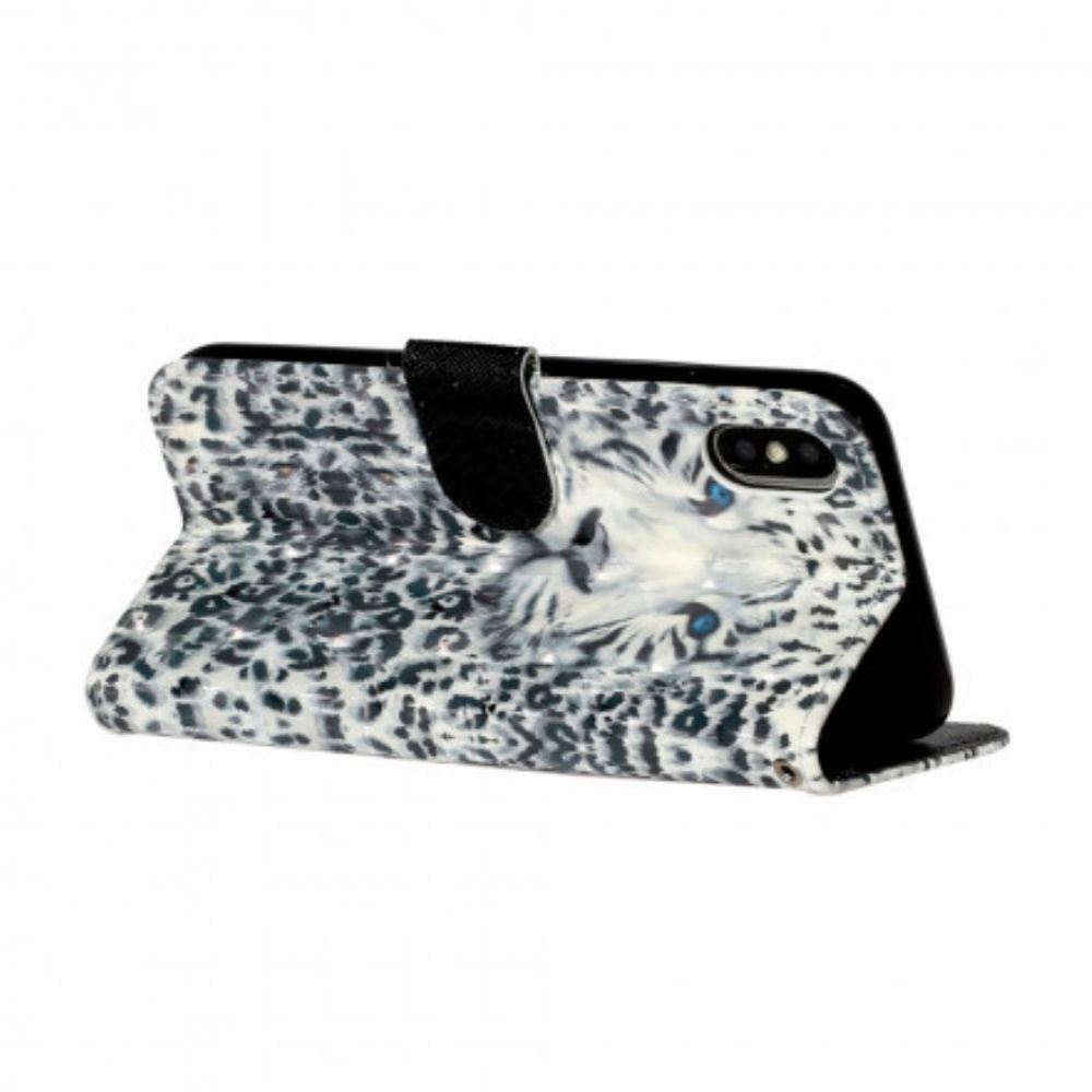 Flip Case Für iPhone X / XS Mit Kordel Tiger Light Strap Strahler