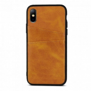 Hülle Für iPhone X / XS Einfarbiger Doppelter Kartenhalter