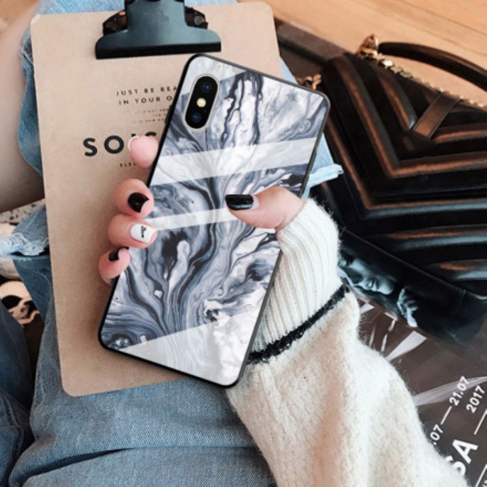 Hülle Für iPhone X / XS Hartglas Aus Marmor