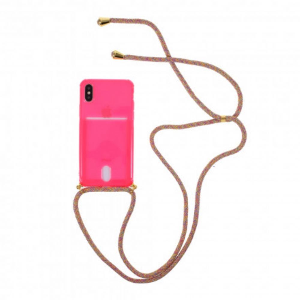 Hülle Für iPhone X / XS Mit Kordel Schlüsselband Mit Kartenhalter