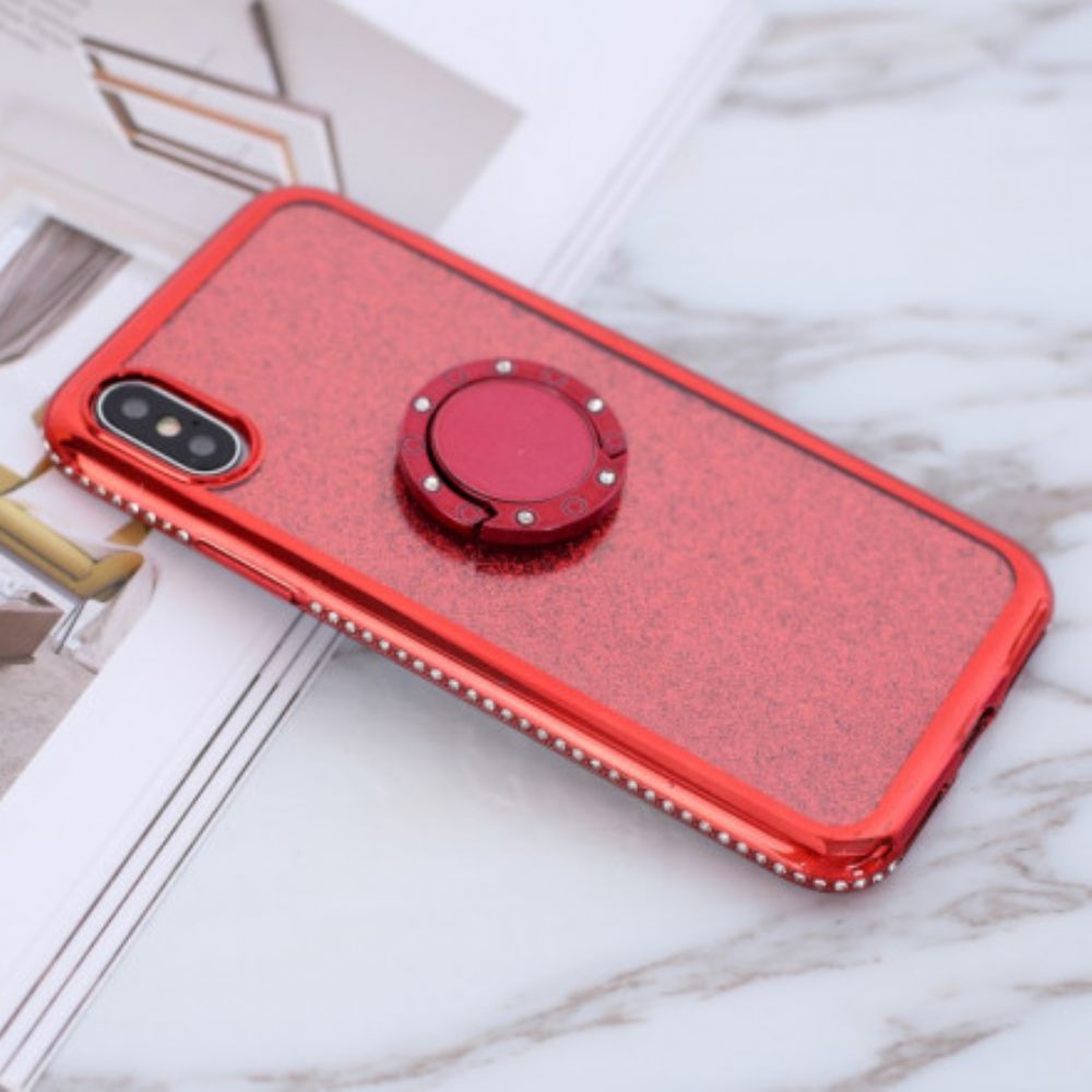 Hülle Für iPhone X / XS Ring Mit Pailletten Und Diamanten