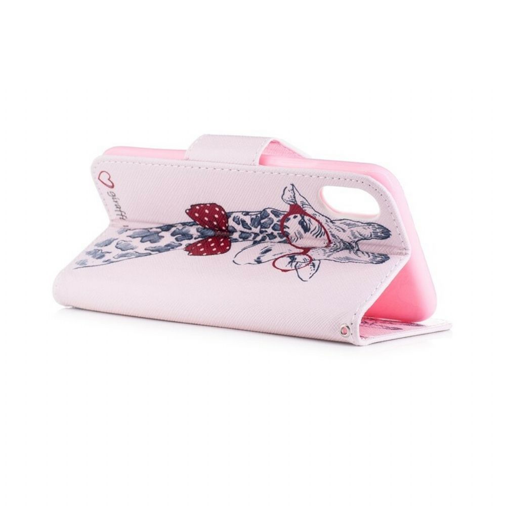 Lederhüllen Für iPhone X / XS Nerdige Giraffe